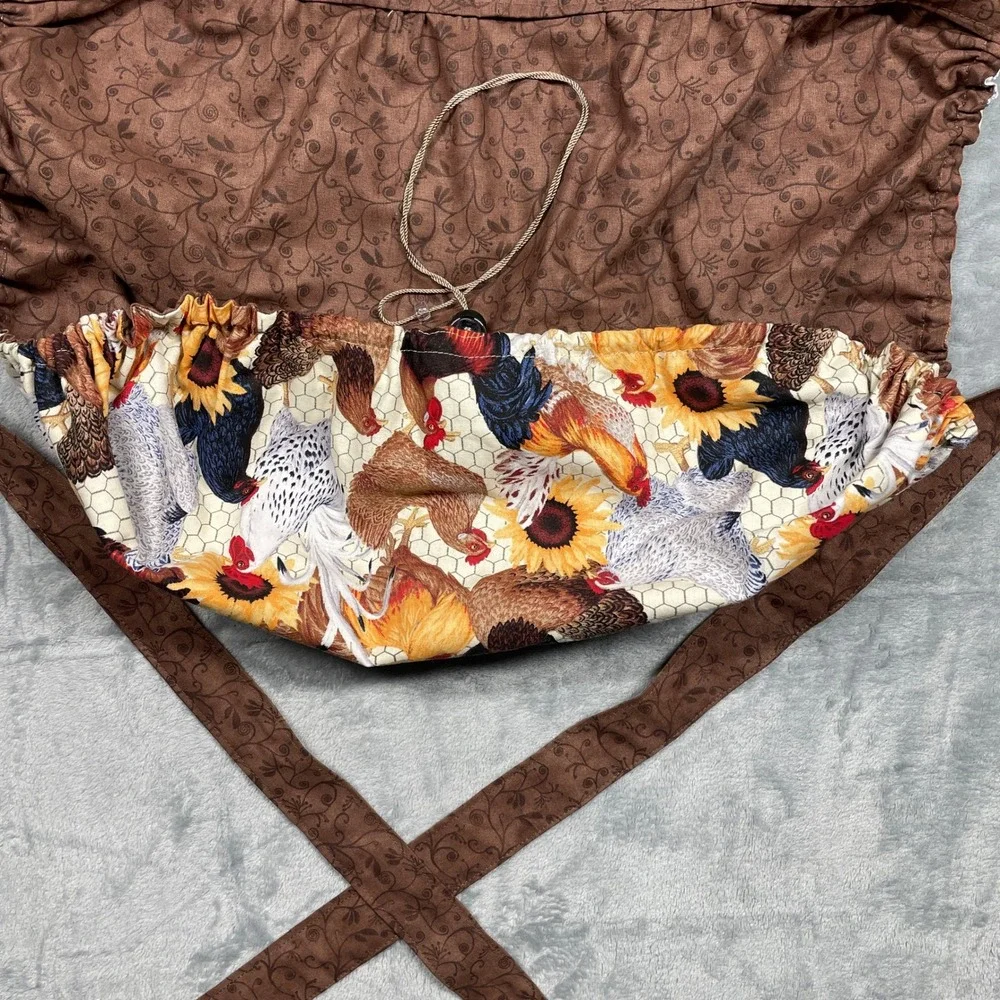 Chicken Sunflower Apron Waist Egg Gathering Pouch Farmhouse Country Garden Cute